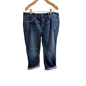 ✌️ 2/$40 ✌️ New YMI Dark Wash Capri Jeans Sz 15 With Contrast Stitching & Button